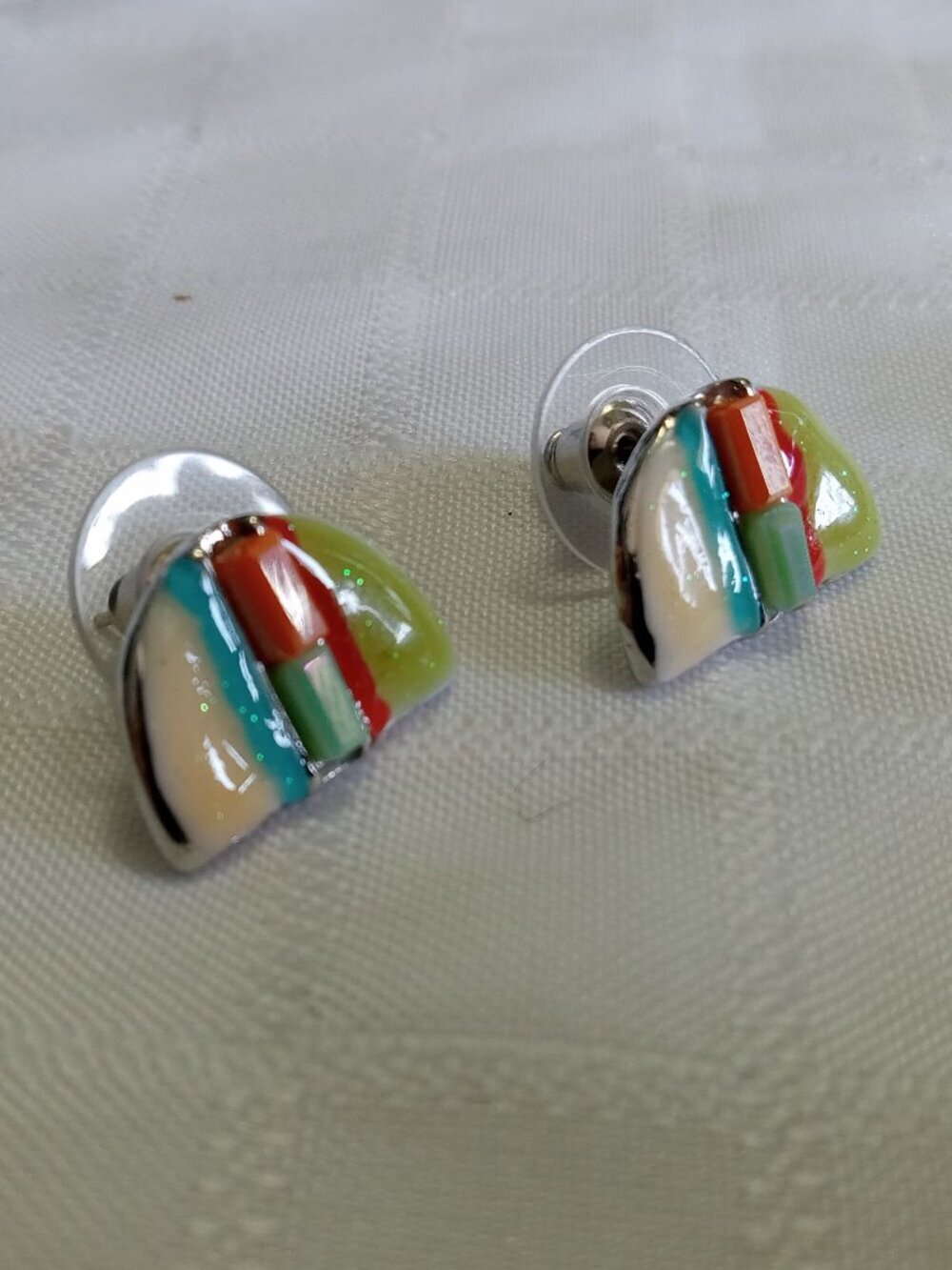 Vintage sterling earrings in a Southwestern Native American or Mexican style